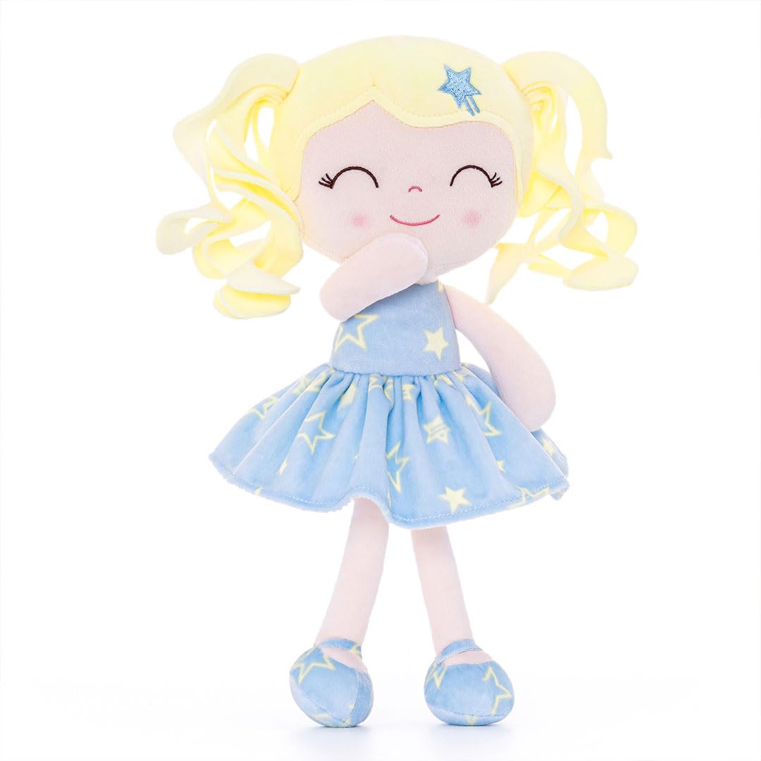 Gloveleya Baby Dolls Soft Snuggly First Baby Girl Gifts Soft Doll For Girls With Star Printed Blue Dress 12Inches Galaxy Series