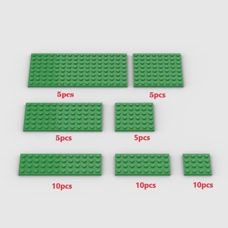 Classic Building Plate Assortment Pack, 50Pcs Green Bulk Plates With 7 Size Building Plate Base Plate, Compatible With Lego Part