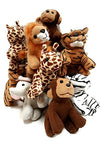 Playscene Suede Jungle/Zoo Animals, Assorted Suede Plush Jungle Animals (12 Piece Set)