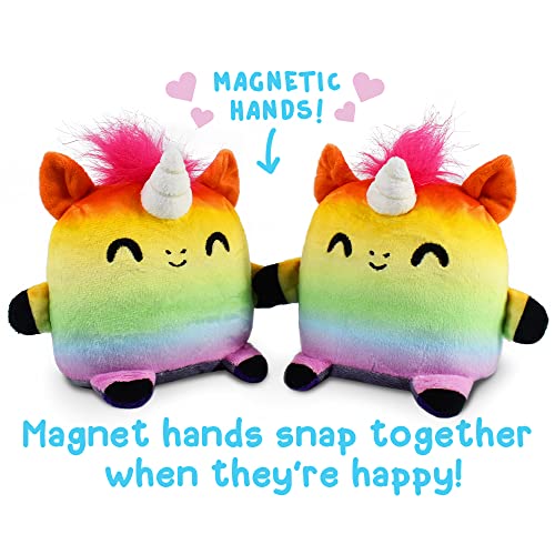 TeeTurtle Plushmates Reversible Plush - Horse + Unicorn, Rainbow + Gray, Happy + Angry, Model 5871-TY-PLA1, Soft Fabric