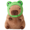 Lvqing Cute Capybar Stuffed Animals With Wearable Toast Headsetwear Capybar, Gifts For Kids (Frog Hat)
