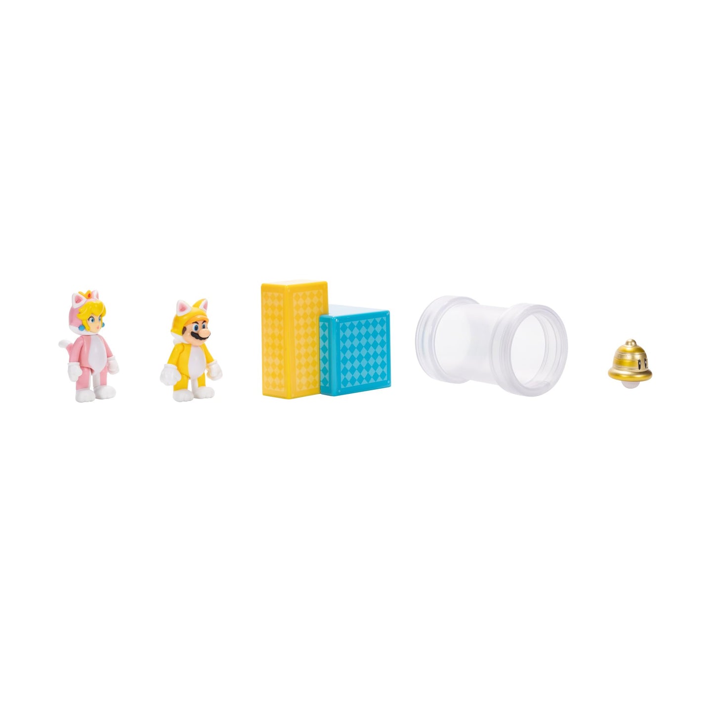Super Mario Nintendo 2.5' Action Figures 3D World Diorama Includes Cat Mario And Cat Peach