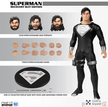Mezco Toys DC Comics 1/12 Superman (Recovery Suit Edition) Action Figure 16cm - Black, Model MEZ76554, Plastic Material