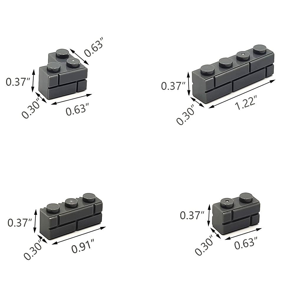 192Pcs Masonry Walls Dark Gray Building Bricks Loot Pieces Accessories Brick Bazaar Compatible Classic Creative Toy (Dark Gray)