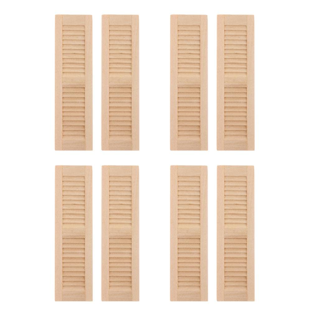 Dynwave Handmade 1/12 Dollhouse Furniture Wood Shutters Window, Pack Of 4 Pairs, Miniatures Accessories Hands-