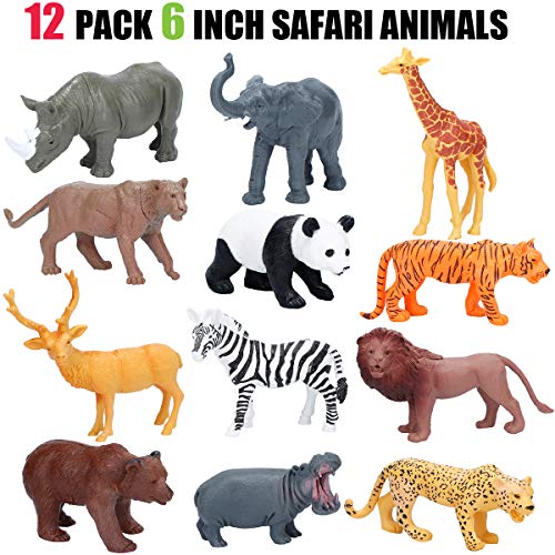24Pcs Jumbo Safari & Zoo Animals Figures, Realistic Plastic Animal Toys Set For Kids 1 2 3, Lion, Elephant, Perfect For Play, Education, Baby Shower Decor,Party Supplies Cake Topper