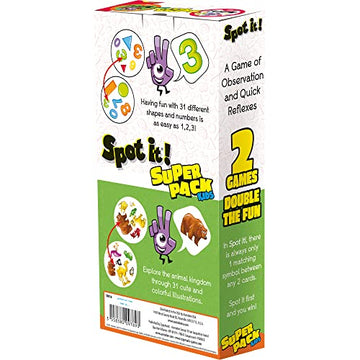 Asmodee Spot It! Super Pack Kids - 2 Fun Editions in 1 Bundle, Includes Asmodee Spot It! 123 & Animals Jr., Fun Kids Game for Fa