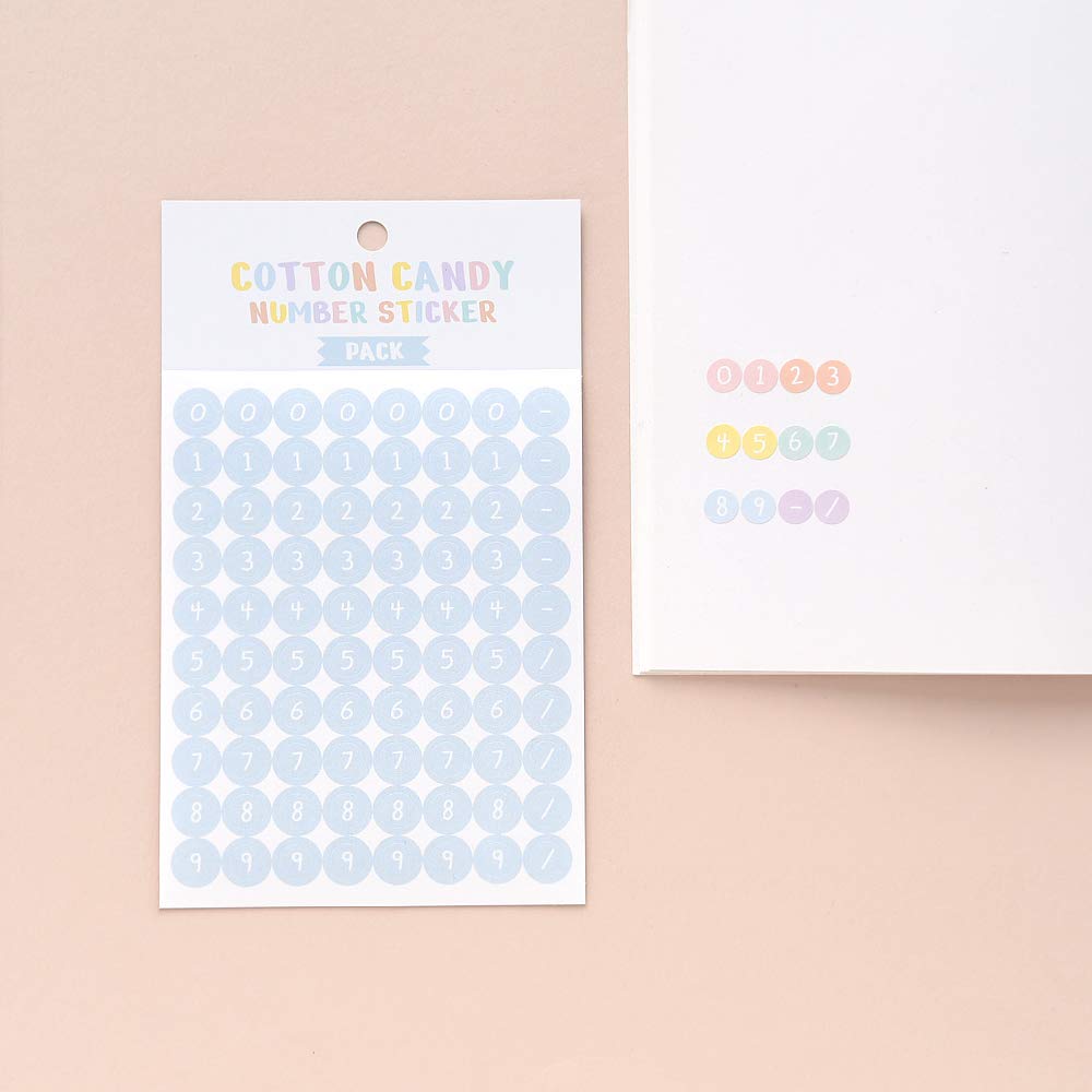 Monolike Cotton Candy Number Stickers Set - 6 Design Stickers, 18 Sheets In Total