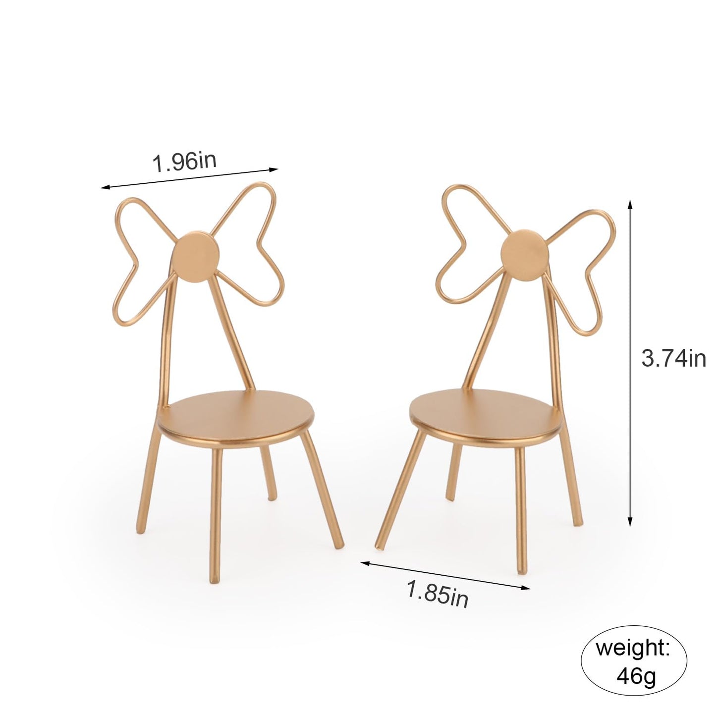 Miniature Chairs Set of 2Pcs Dollhouse Furniture Bistro Chair (Pack of 2) Butterfly Backrest Designed Miniature Soldier Metal Ch
