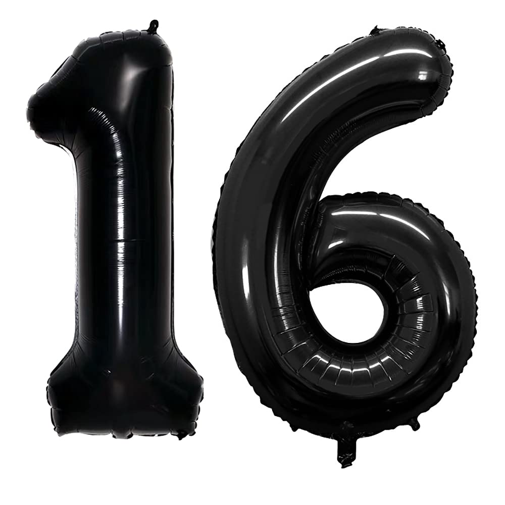 Goer Number 16 Balloons For 16Th Birthday Sweet 16 Party Decorations,42 Inch Jumbo Foil Helium 61 Balloons For 61St Birthday Party Decoration (Black)