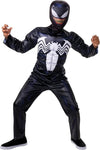 Youth Venom Marvel Spiderman Costume Muscle Padded Chest & Reflective Mask Halloween Dress Up (Black, Medium)