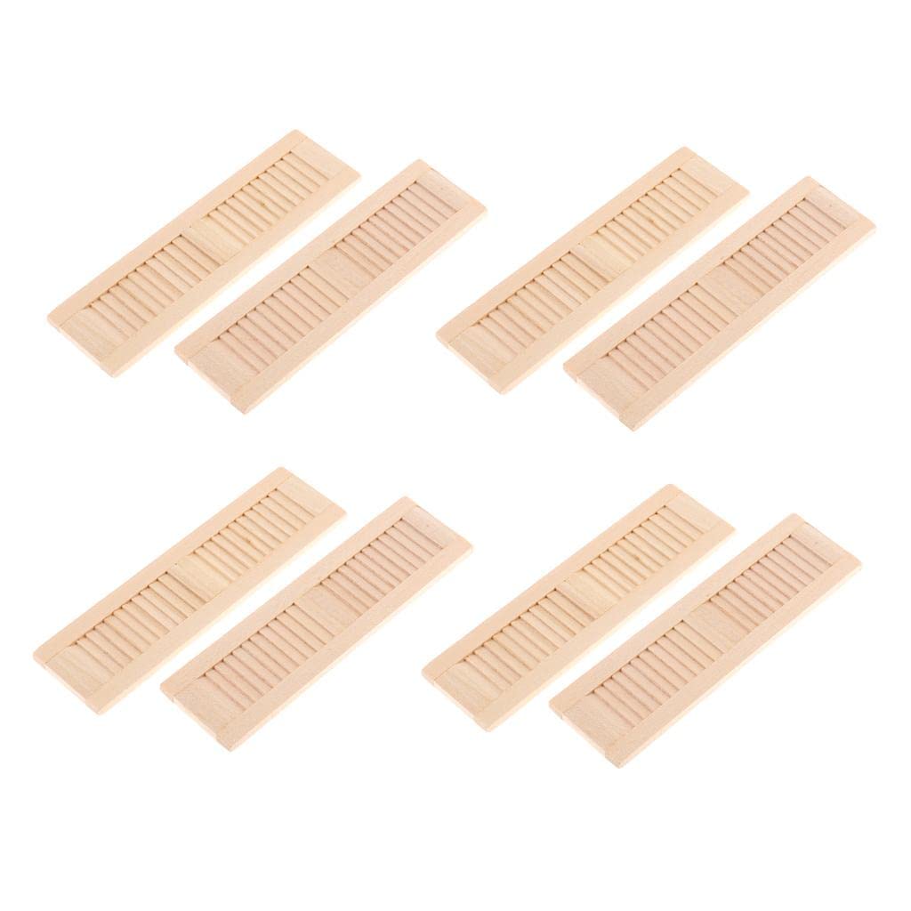 Dynwave Handmade 1/12 Dollhouse Furniture Wood Shutters Window, Pack Of 4 Pairs, Miniatures Accessories Hands-