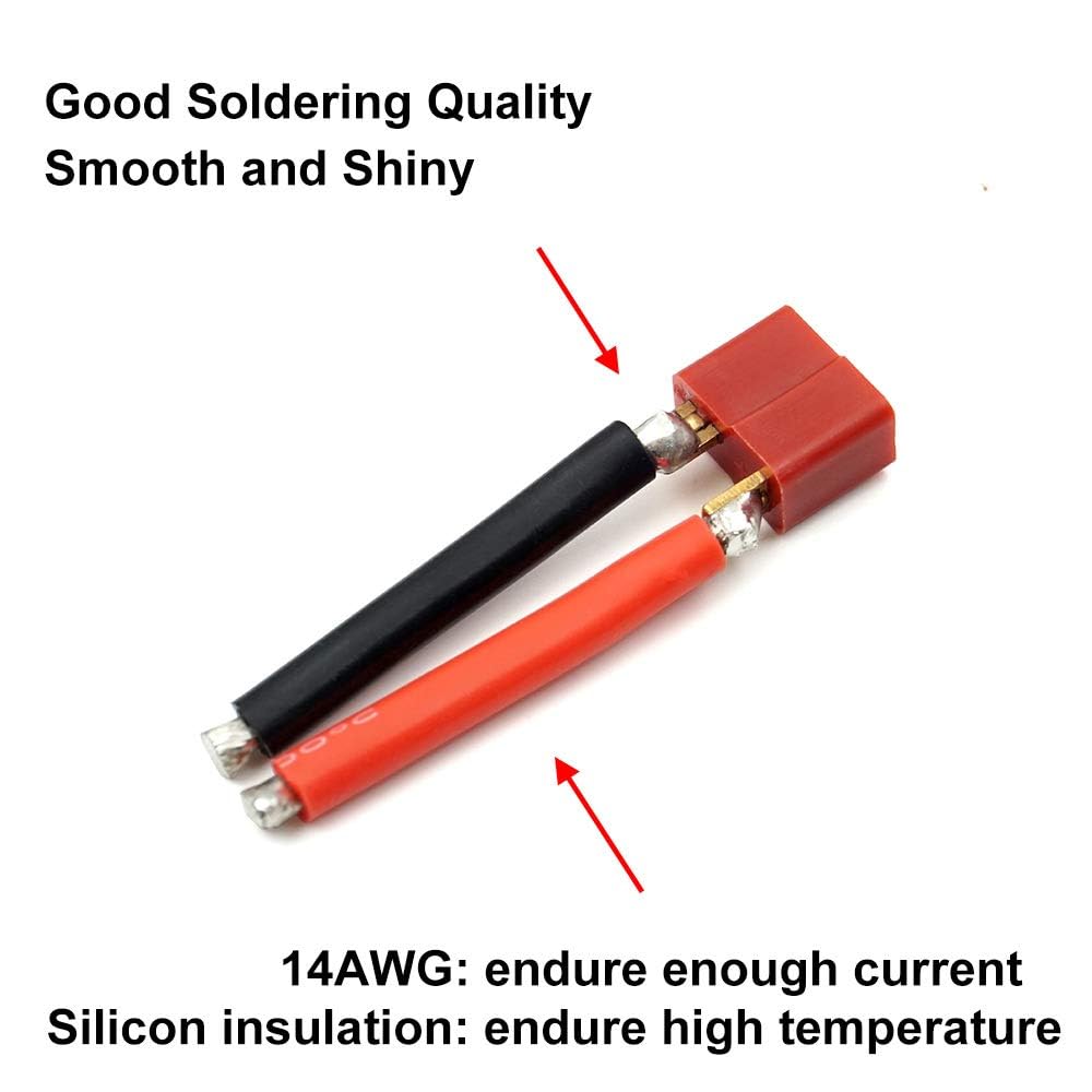 5 Pairs T Plug Connector Female and Male Deans with 14AWG Silicon Wire for RC Lipo Battery Cable Drone