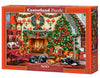 500 Piece Jigsaw Puzzle, Cozy Fireplace, Christmas living room, Decorated tree, Fireplace and sleeping dogs, Festive holiday art., Adult Puzzle, Castorland B-54060