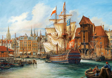 1000 Piece Jigsaw Puzzle, The Old Gdansk, Poland, historic sailing ship, Adult Puzzle, Castorland C-102914-2