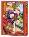 1000 Piece Jigsaw Puzzle, Still Life with Hydrangeas, Flower puzzles, colorful plants, Classic picture, Adult Puzzle, Castorland C-104444-2