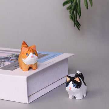 Hand-Carved Wooden Cats, Personalized Gift for Cat Lovers
