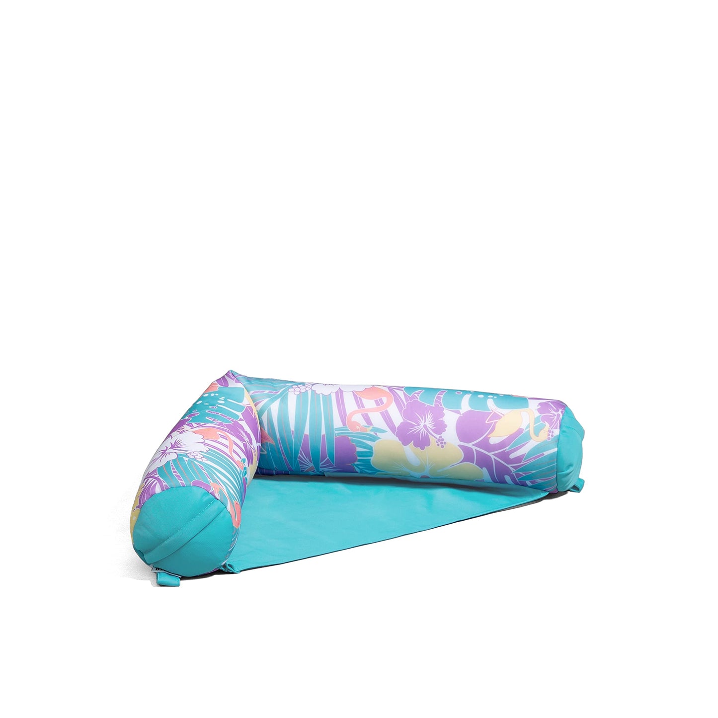 Big Joe Noodle Sling No Inflation Needed Pool Seat With Armrests, Tropical Hibiscus Aqua Double Sided Mesh, Quick Draining Fabric, 3 Feet