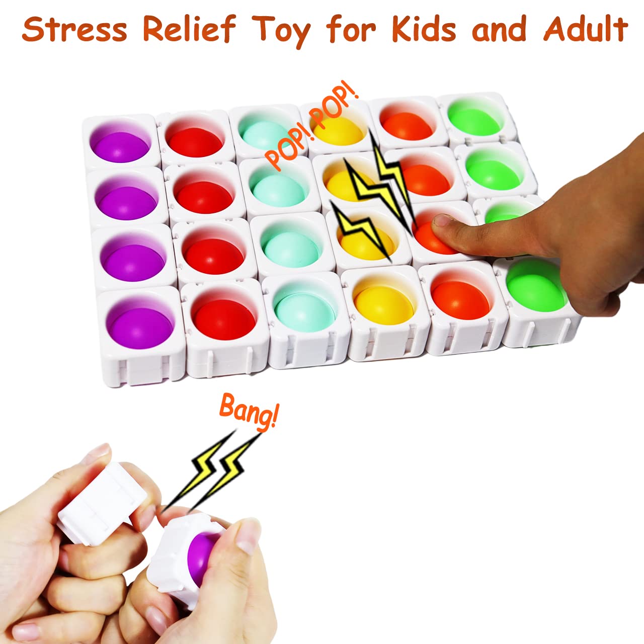 24 Pcs Fidget Blocks, Push Silicone Popper Fidget Sensory Toy, Infinity Diy Pop Building Blocks, Great Tool For Classroom (White