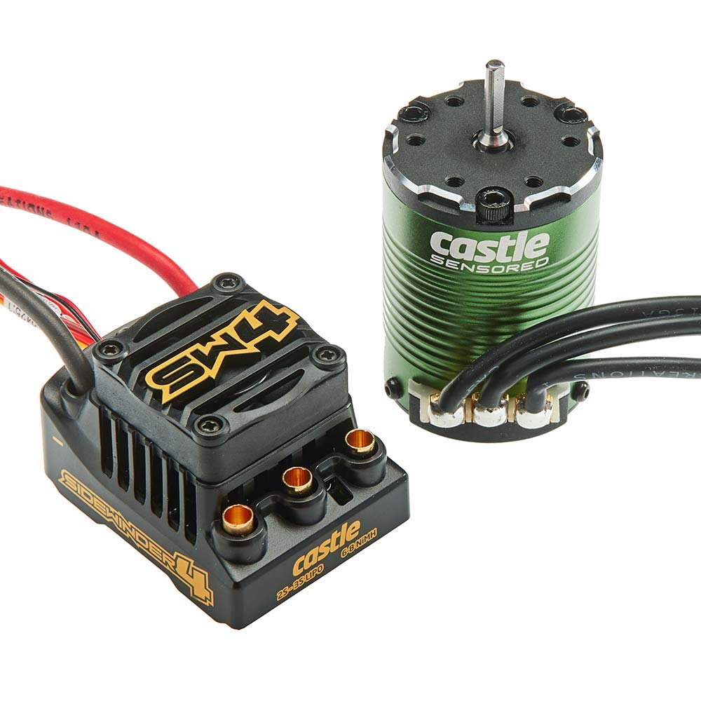 Castle Creations Sidewinder 4 Sensorless ESC & 1406 4600KV Brushless Motor Upgrade for 1/10 RC Vehicles Basher Edition, Black, G