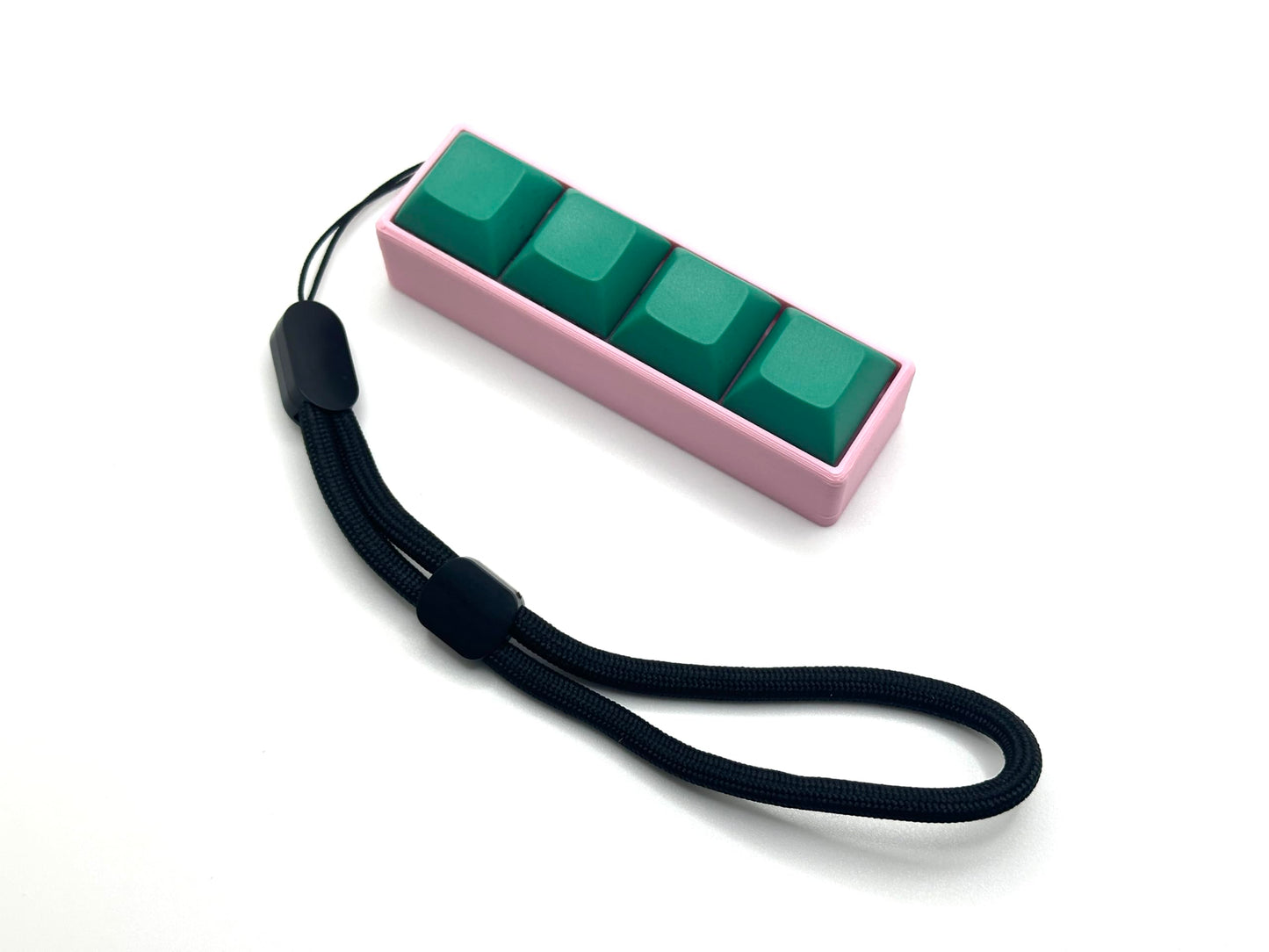 Four-Button Clicky Mechanical Switch Fidget Toy | Stim Toy, Stress Relief, Adhd (Pink Base, Dark Forest Green Keycaps)