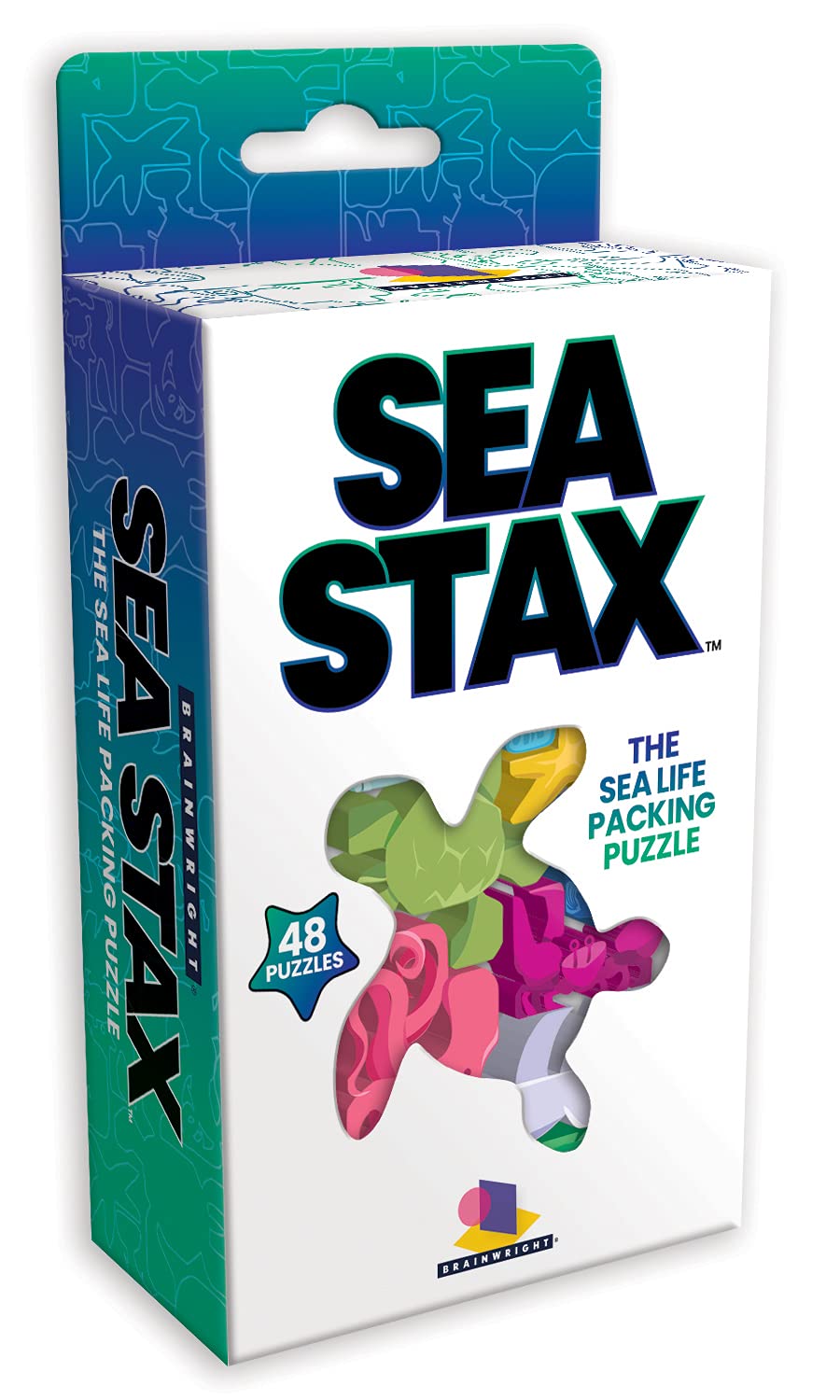 Brainwright - Sea Stax - The Deep Sea Creature Shaped Pattern Puzzle Packing Game, Multi-Colored Brain Teaser Toy, Kids And Adults