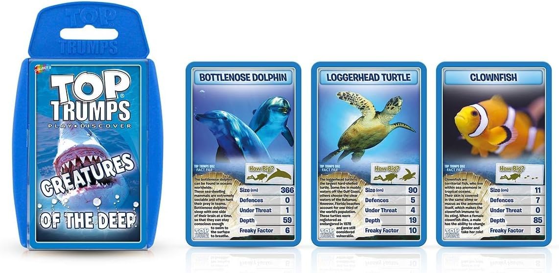 Top Trumps Creatures of The Deep Card Game - Educational Fun for Ages 6+, Multicolor, Plastic, Model WM01569-EN1-6