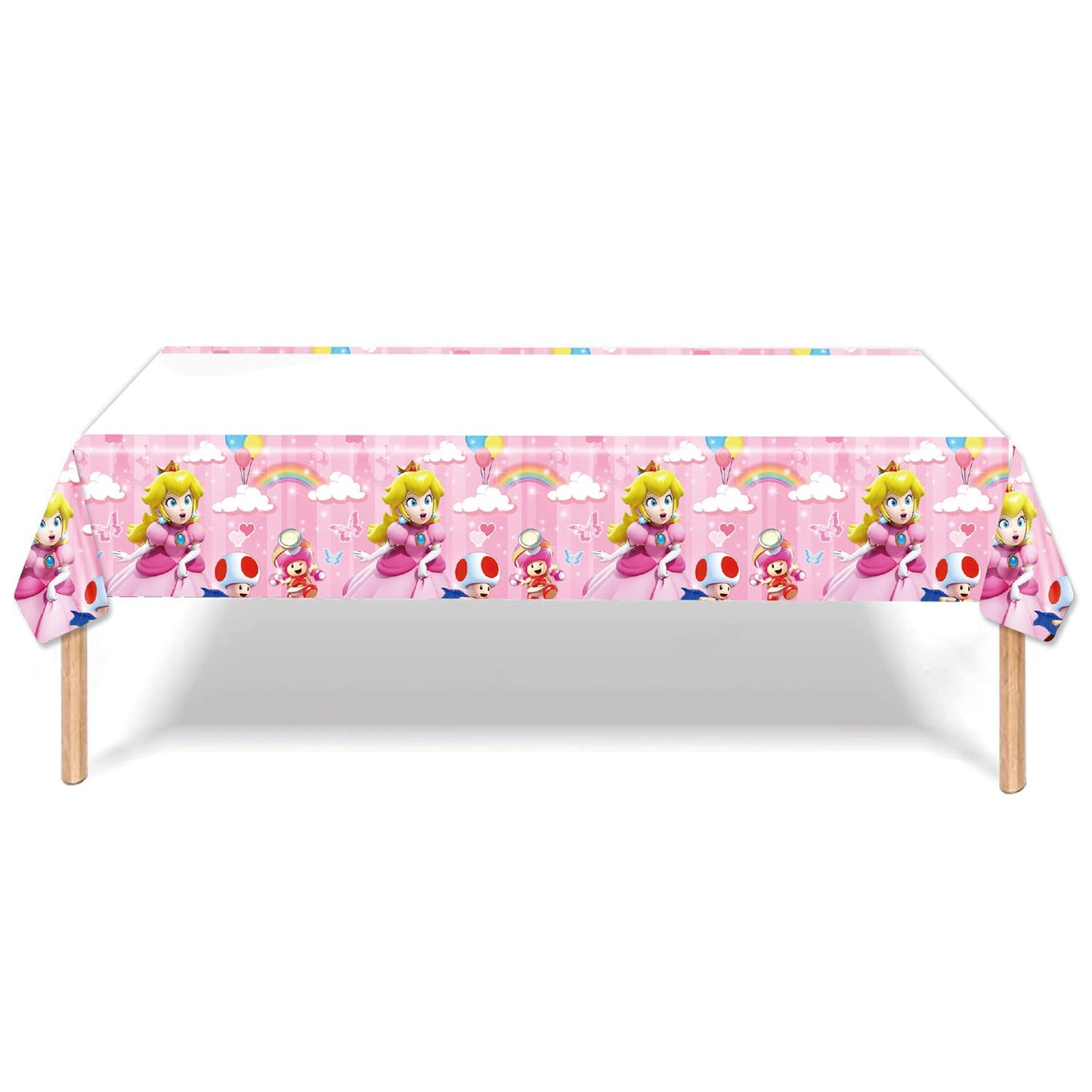 GYSIXGAOSU 41Pcs Princess Peach Birthday Decorations, 20 Plates, 20 Napkins and 1 Tablecover for Princess Peach Birthday Party S