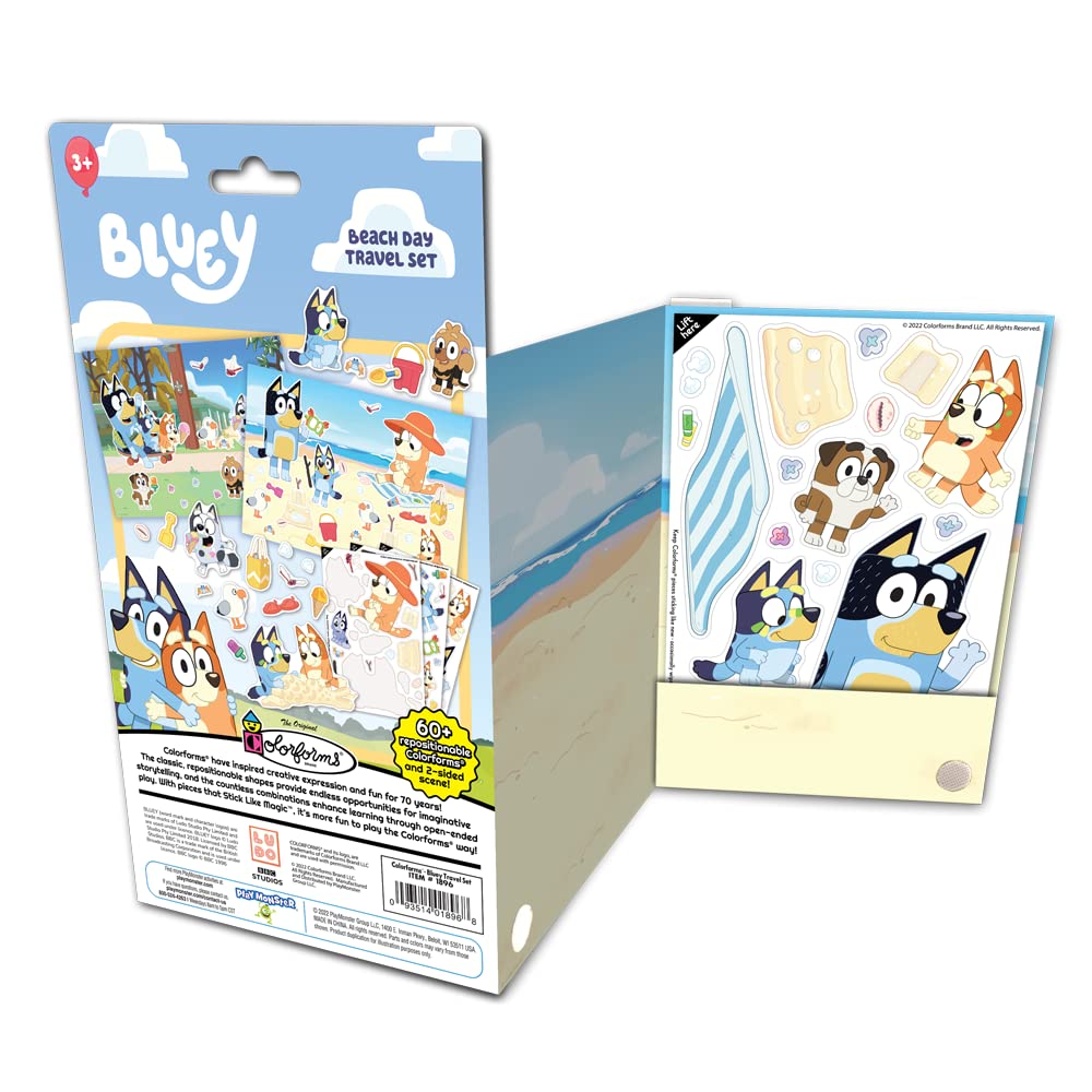 Colorforms Travel Set - Repositionable Pieces Stick Like Magic - Scenes And Pieces From The Show Bluey For Storytelling Imaginat