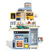 Toyjwinz Kitchen Playset for Girls, Coffee Machine with Refrigerator, Gas Sound & Light, Cooking Stove with Steam,Toy Kitchen Ac