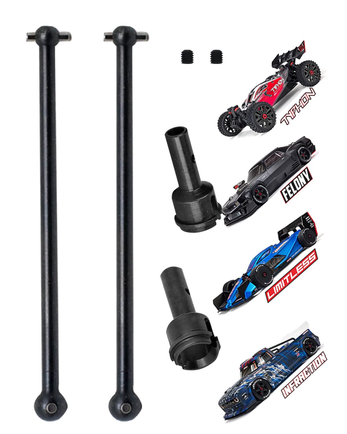 ARRCat Rear Drive Shaft for 1/7 1/8 Arrma Typhon 6s Blx,Infraction 6s Blx,Felony 6s Blx,Limitless Roller,2pcs Upgrades Part Hard