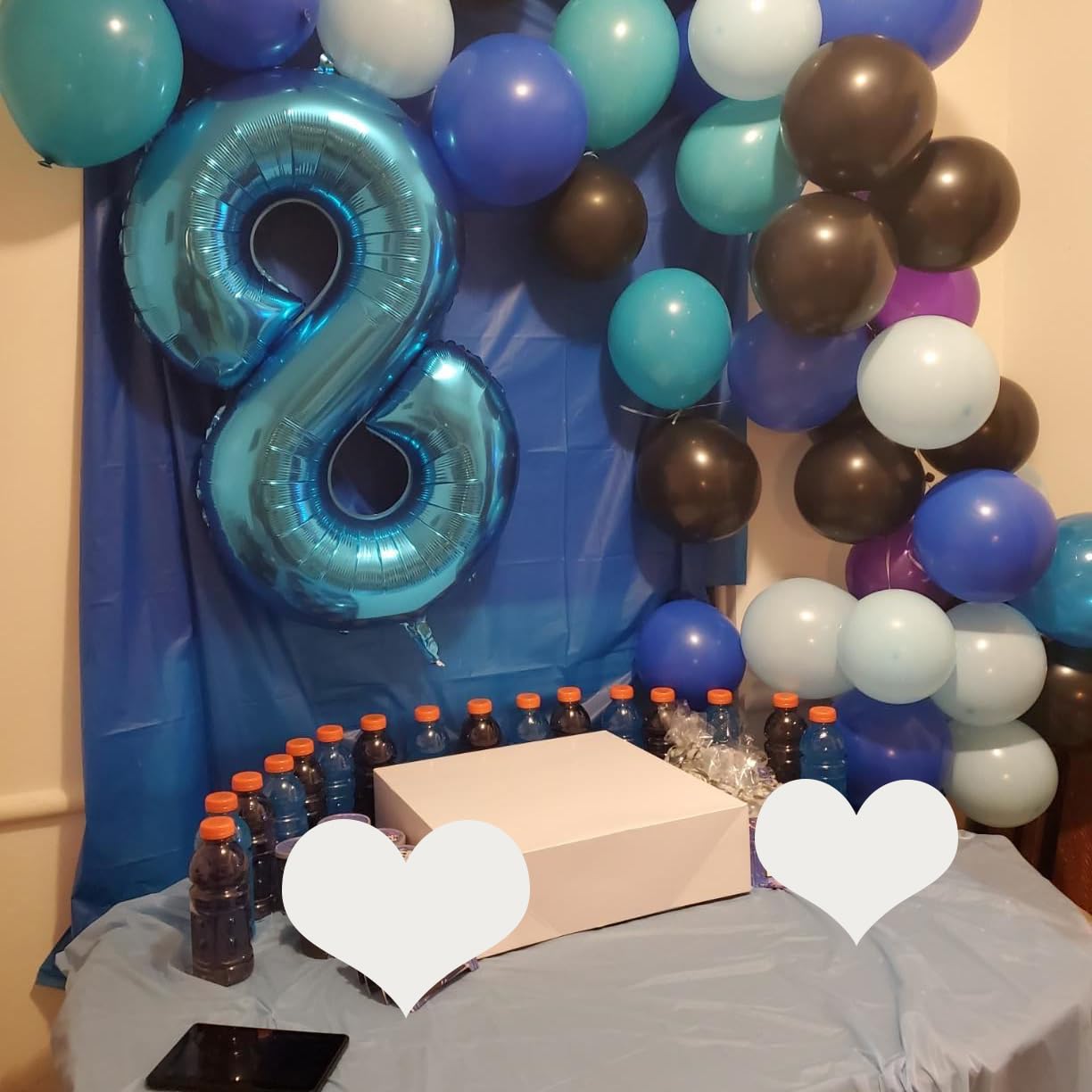 Paticool 40 Inch Blue Number Balloon 8, Large Number Foil Balloons Mylar For Girl Boy Birthday Party Celebration Decorations Sup