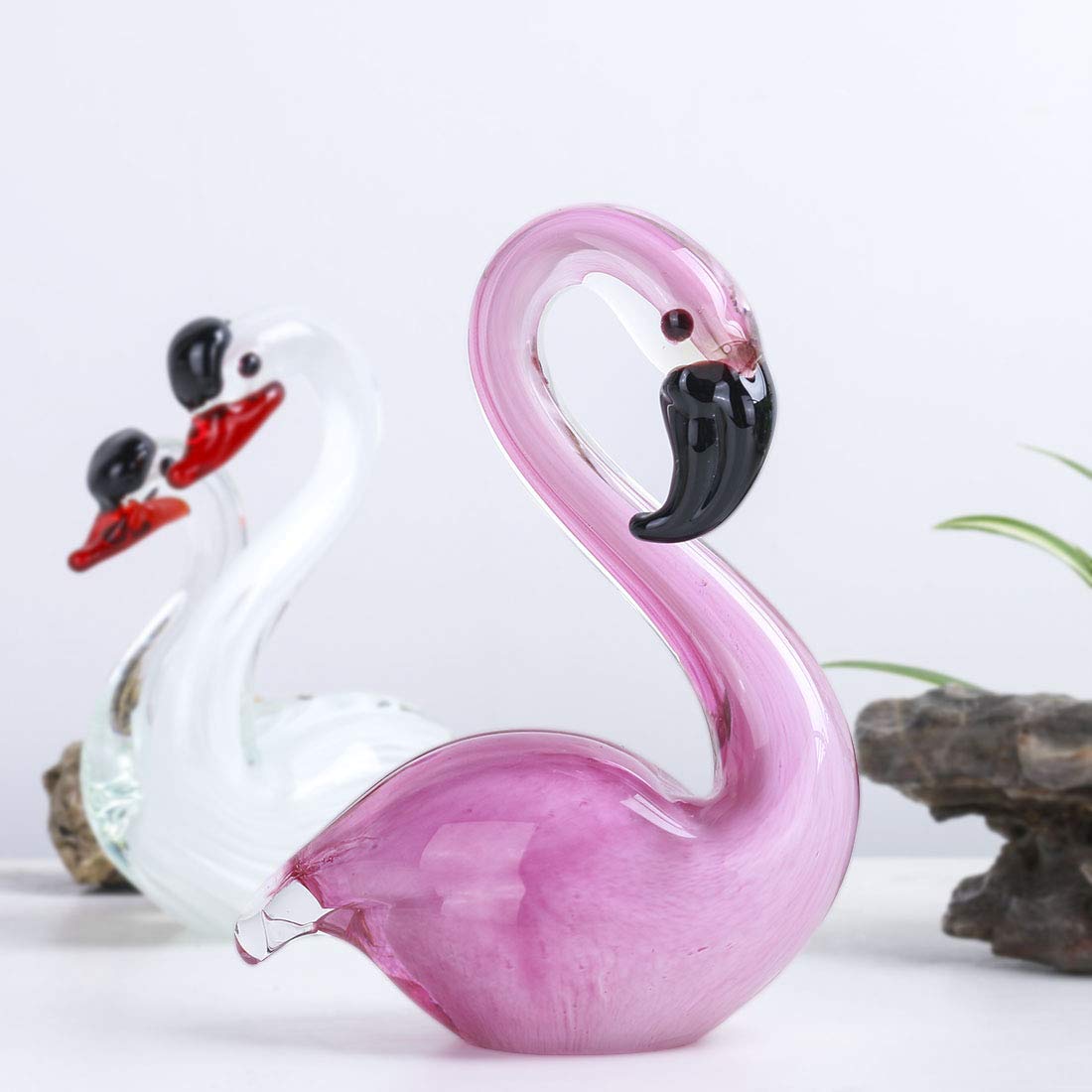 Glass Figurine, Hand Blown Glass Flamingo, Souvenir, Handmade Art Decor, Pink Flamingo