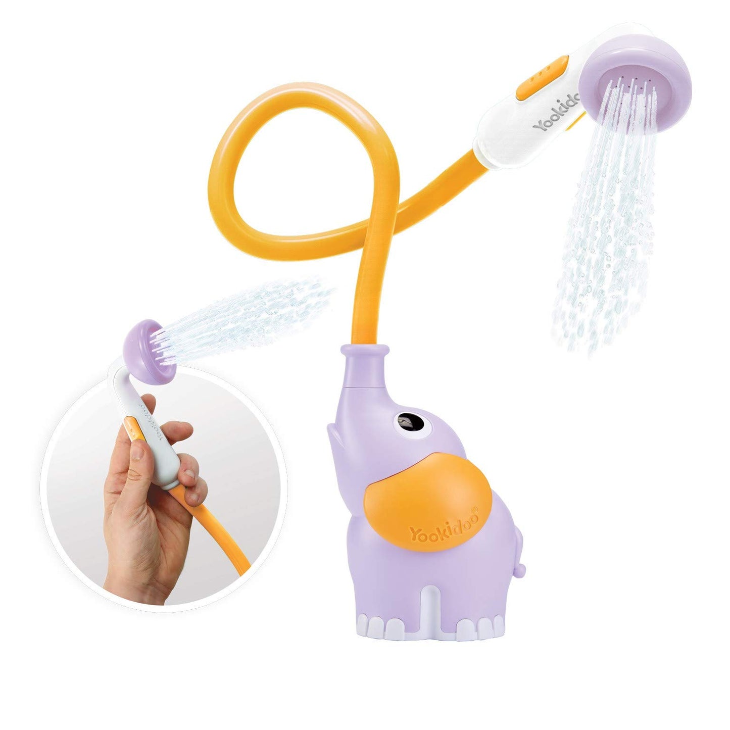 Yookidoo Baby Bath Shower Head - Elephant Water Pump and Trunk Spout - for Newborn Babies in Tub Or Sink