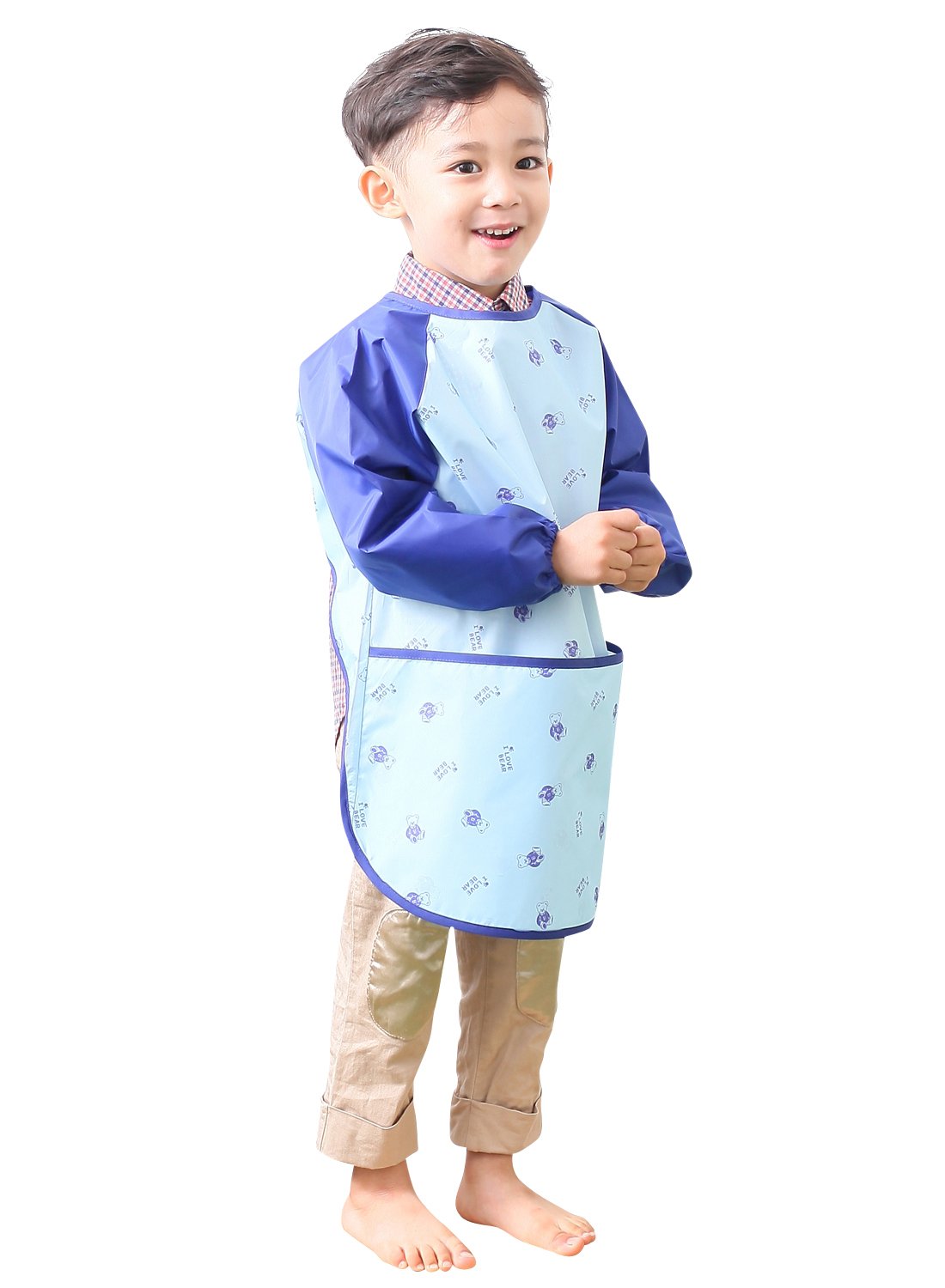Plie Waterproof Kids Art Smocks 37 Colors (Age 1-10, S-Xxl Size), Blue Bear (09-S)