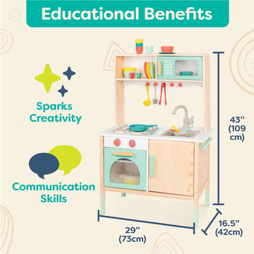 B. toys- Mini Chef Kitchenette- Pretend Play Wooden Play Kitchen - Kitchen for Kids - Kitchen Play Set & Accessories - 20+ - 3 Y