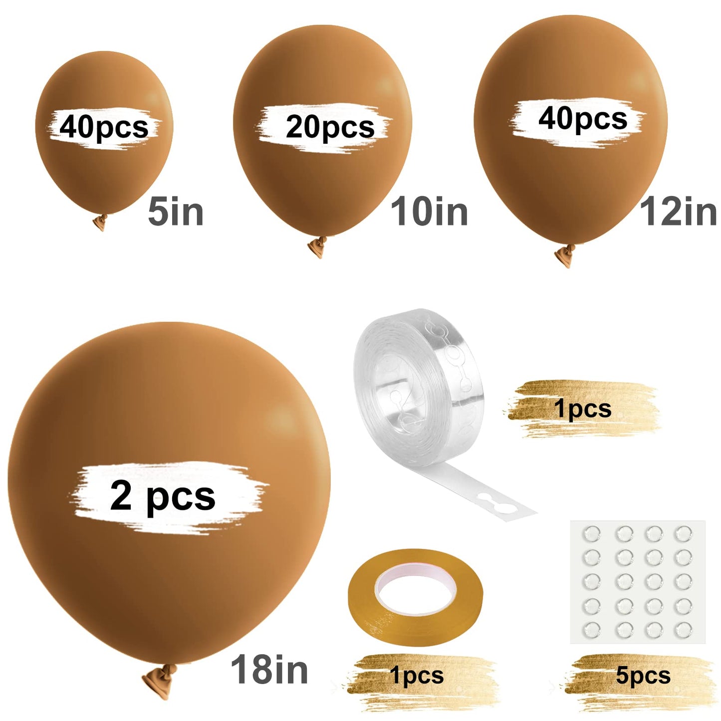 Tuparka 102 Pcs Brown Balloons 18 12 10 5 Inch Balloons Garland Arch Kit Coffee Balloons For Birthday Wedding Baby Shower Anniversary Party Decor
