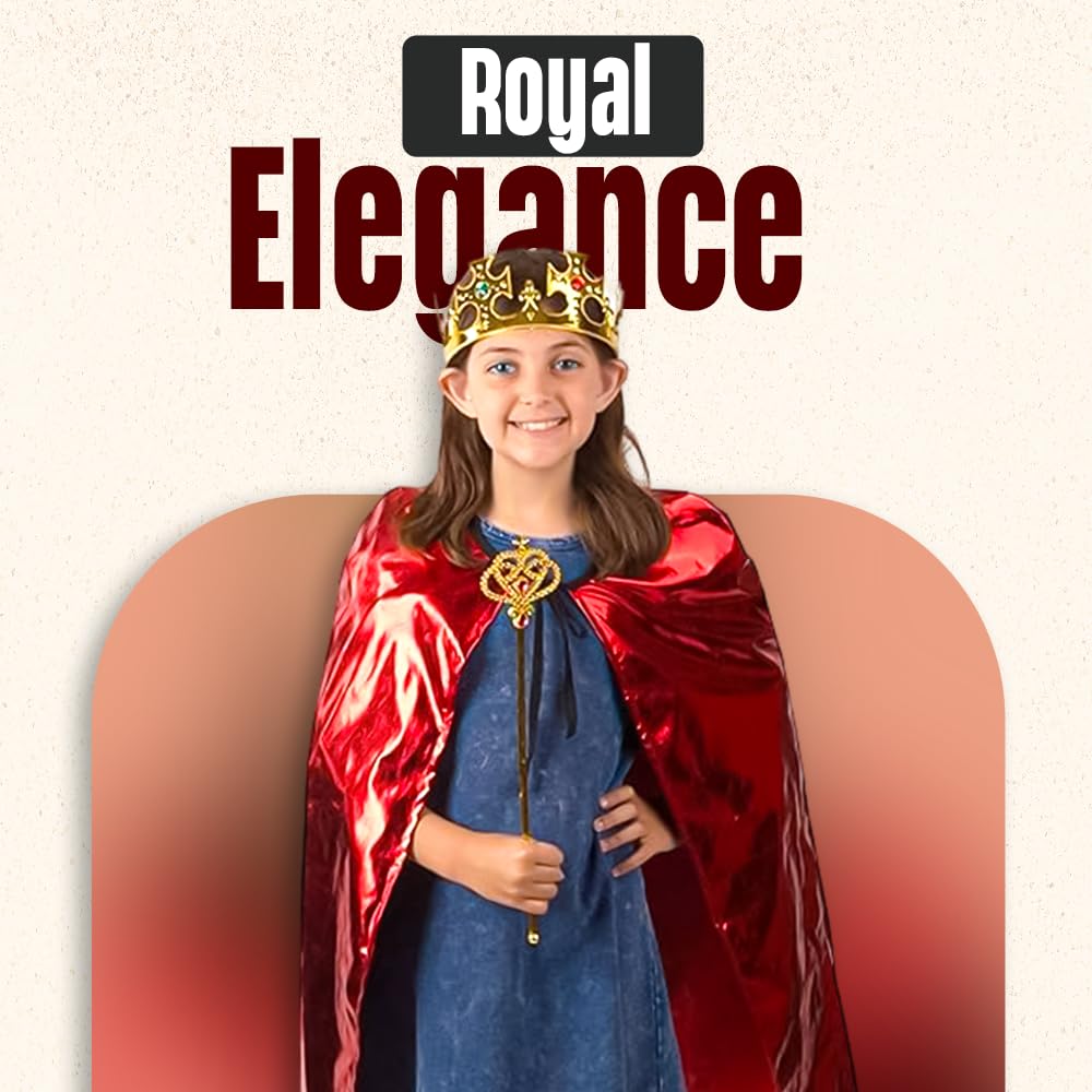 Tigerdoe King Party Set For Children- 24 Pc Set- Royal King Costume Set For Kids- Dress Up For Pretend Play- Child Role Play- Costume Accessories