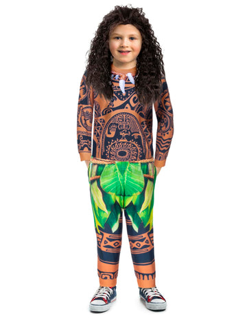 Mavoka Boys Costume Polynesia For Kids Halloween Party Cosplay 5-6T Brown