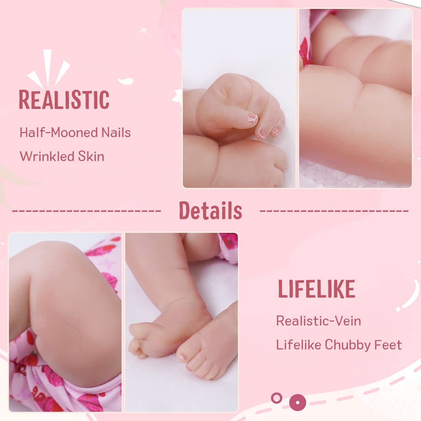 Jizhi Lifelike Reborn Baby Dolls - 20 Inch Soft Full Vinyl Body Realistic-Newborn Baby Dolls Adorable Poseable Real Life Baby Dolls With Feeding Kit & Gift Box For Kids Age 3 +