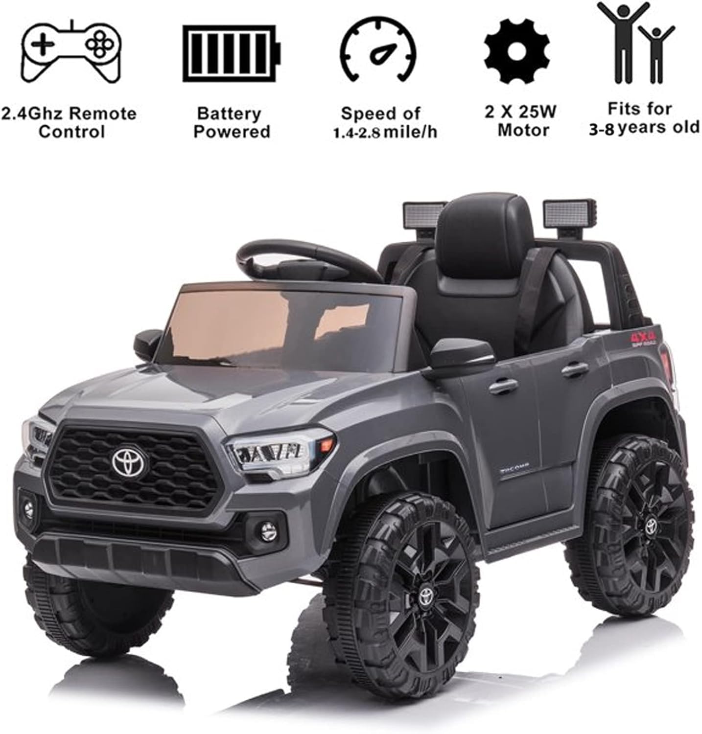 SEGMART 12V Electric Cars for Kids, Official Licensed Toyota Tacoma Ride on Car, Remote Control Truck Kids Car for Boys & Girls,