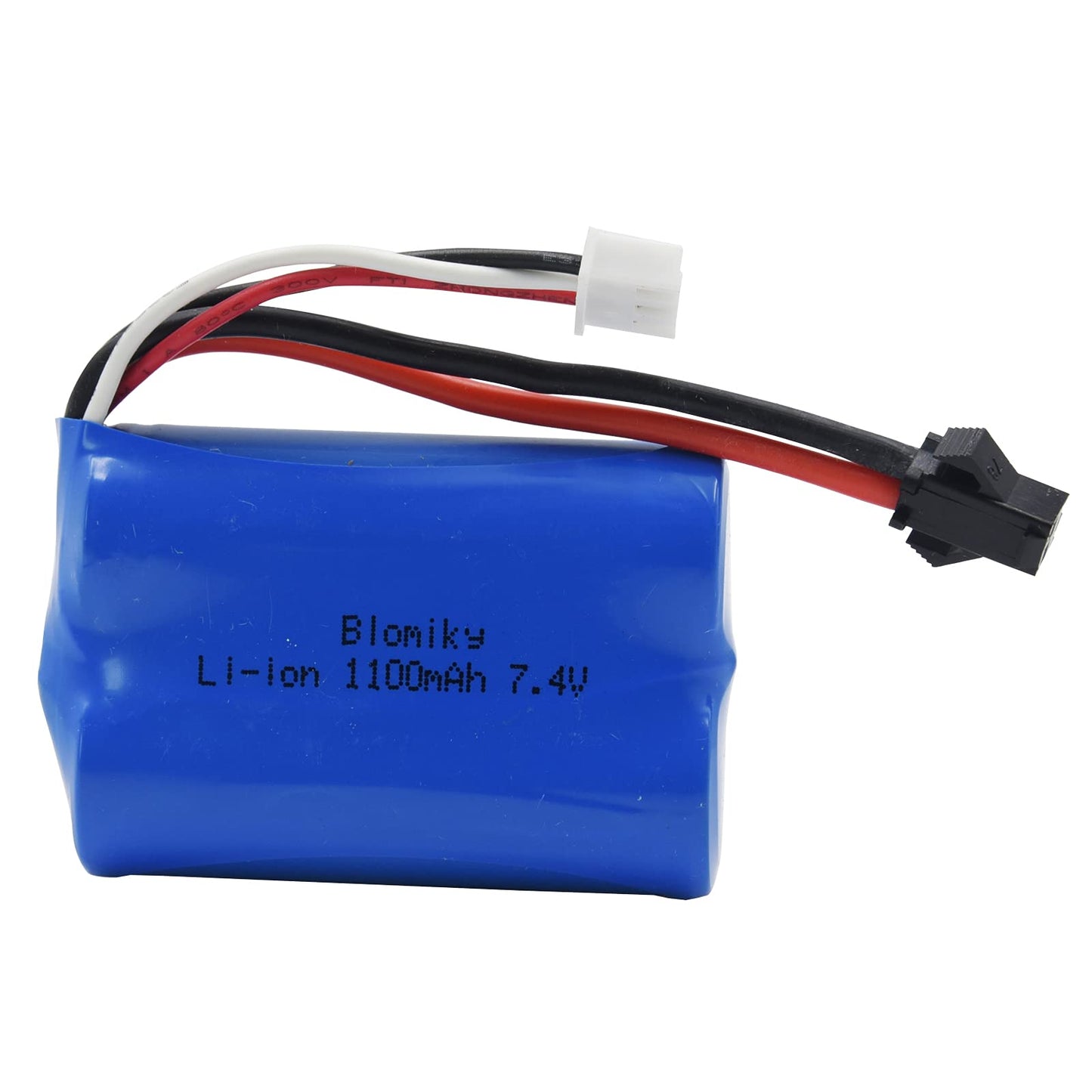 Blomiky 2 Pack 7.4V 1100mAh 8.51Wh Li-ion Rechargeable Battery with SM-2P Plug and 2 Charger Cable fit for H101 H103 RC Boat RC