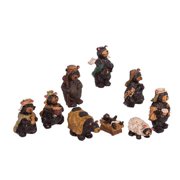 Kurt Adler Resin Bear, 4-Inch, Set Of 9 Nativity Set