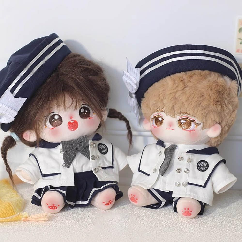 Niannyyhouse 20Cm Doll Clothes Hat Coat Shirt Pants Skirt Tie Shoes Accessories School Uniform Sets 8In Plush Doll Dress Up (A-1)
