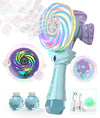Bubble Wand - Rechargeable Bubble Machine for Kids with Color-Changing Lights & Windmill Lollipop Design - Gifts Toys Ages 3+ fo