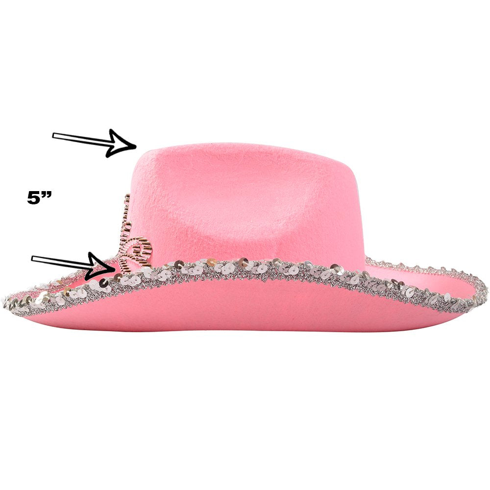 Funny Party Hats - Pink Cowgirl Hat - Childrens Cowgirl Costume Hat -Girls Cowboy Hat -Light Up Blinking Crown Tiara