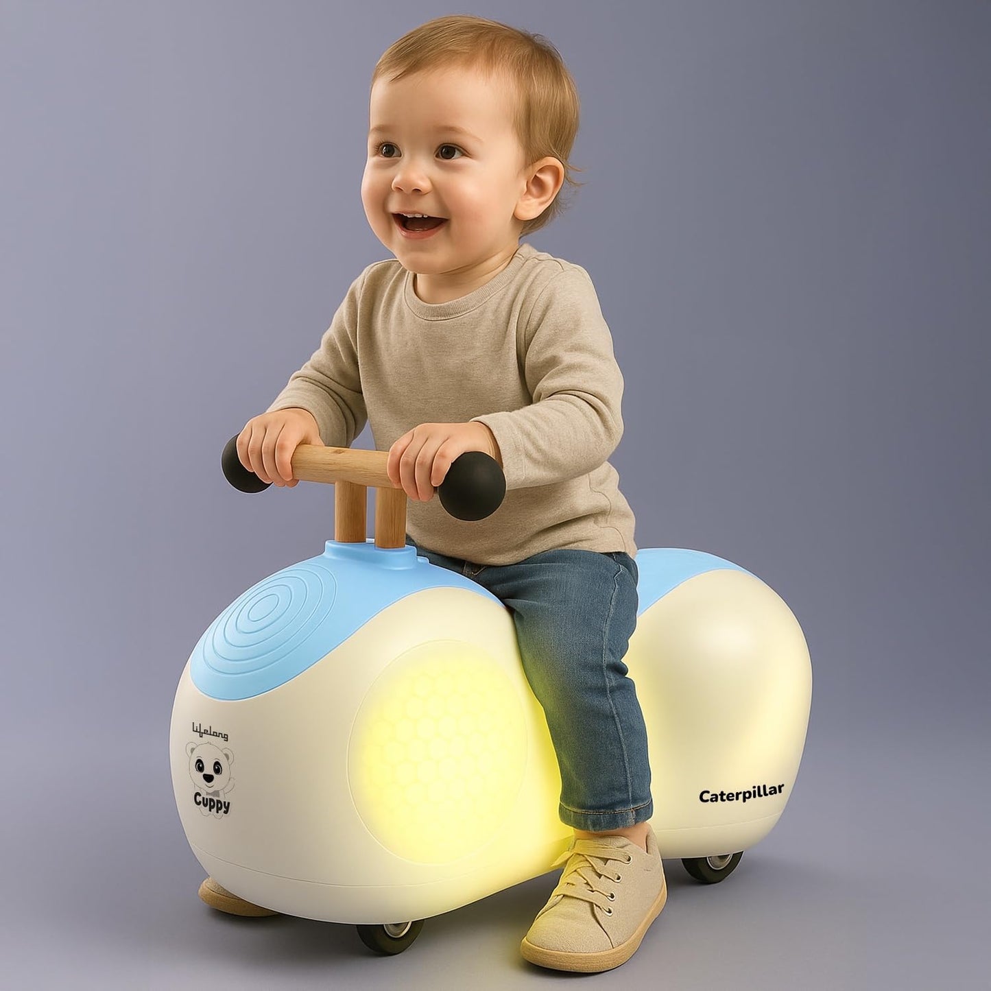 Lifelong Cuppy Caterpillar Ride-On For Kids 1+ Years | Fun Musical Ride With Lights |Safe, Sturdy & Round Edges Push Ride | Load