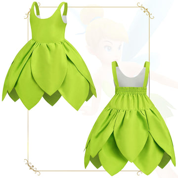Kosgraiy Tinkerbell Costume For Girls,Toddler Girls Fairy Dress With Pixie Elf Ears And Wings,Princess Outfit Halloween Fairy Dr