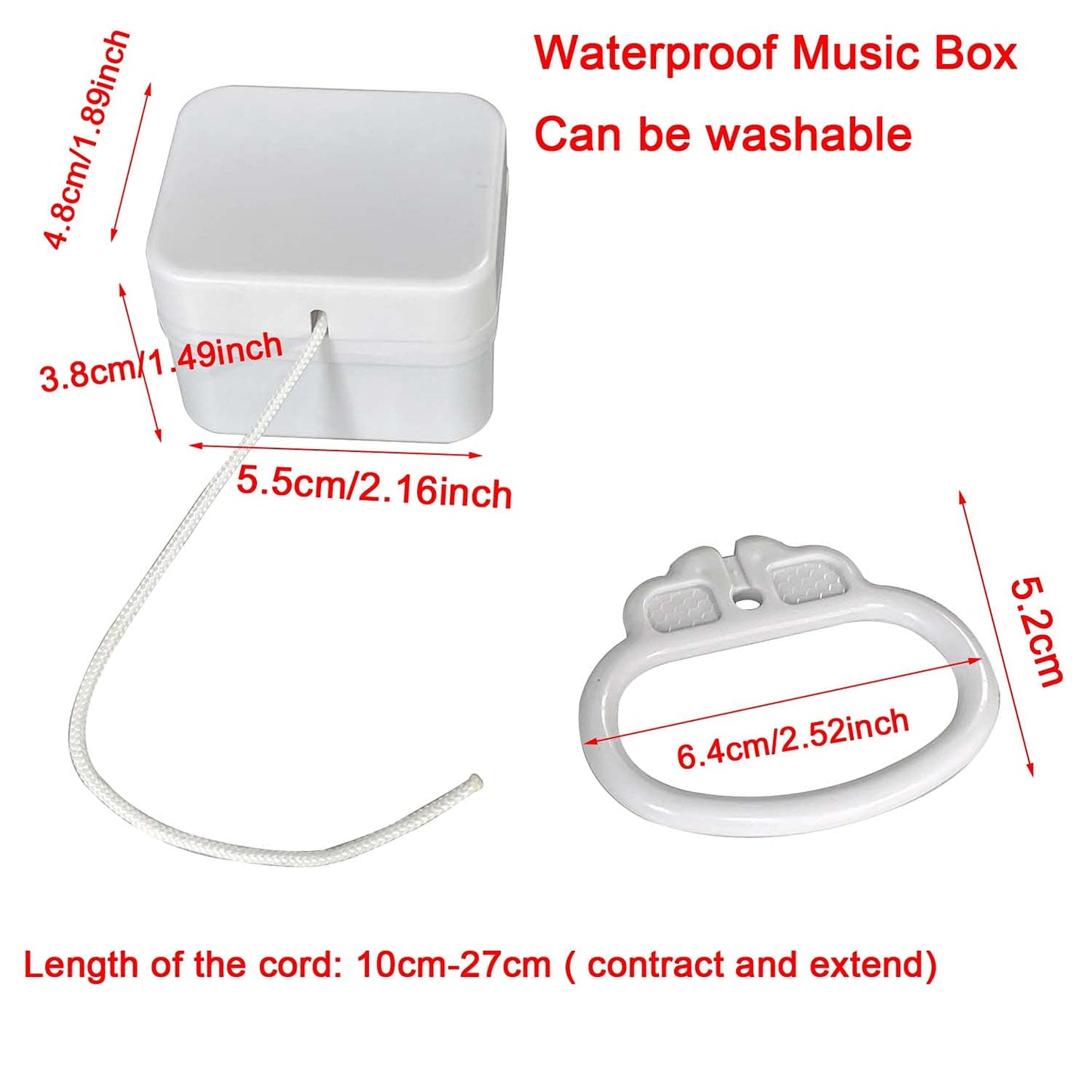 Brahms Lullaby Pull String Music Box, Washable Crib Bed Bell Windup Musical Box Toy Gift For Baby Kids Children