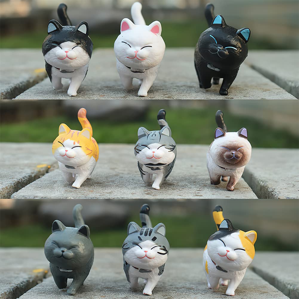 Kayzyue 9 Pcs Cat Figure Miniature Mini Cat Figurines Kitty Figures Toy Set For Crafts